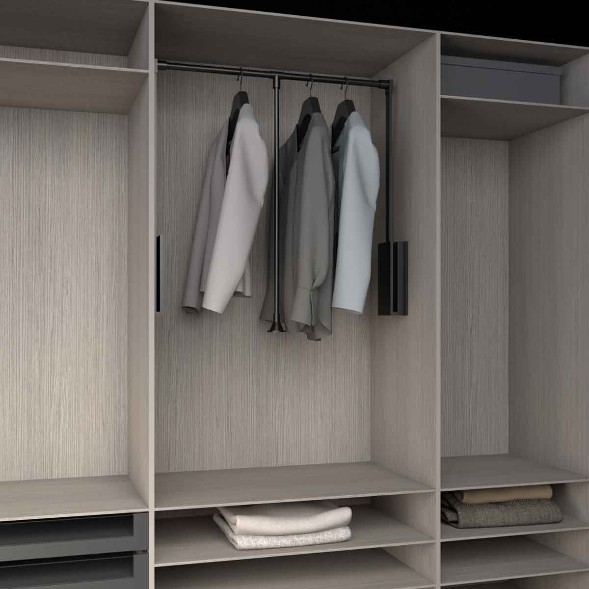 Elevador para closet 87 - 129 cm cromado o negro mate