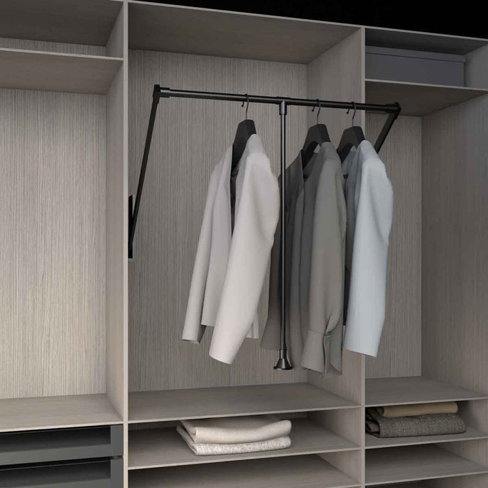 Elevador para closet 87 - 129 cm cromado o negro mate