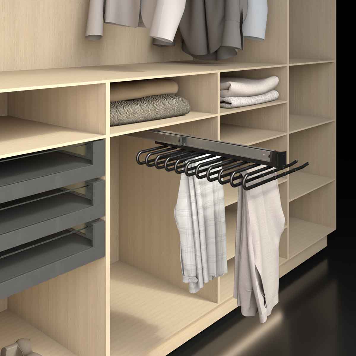 Organizador pantalonero 11 ganchos cromo o negro