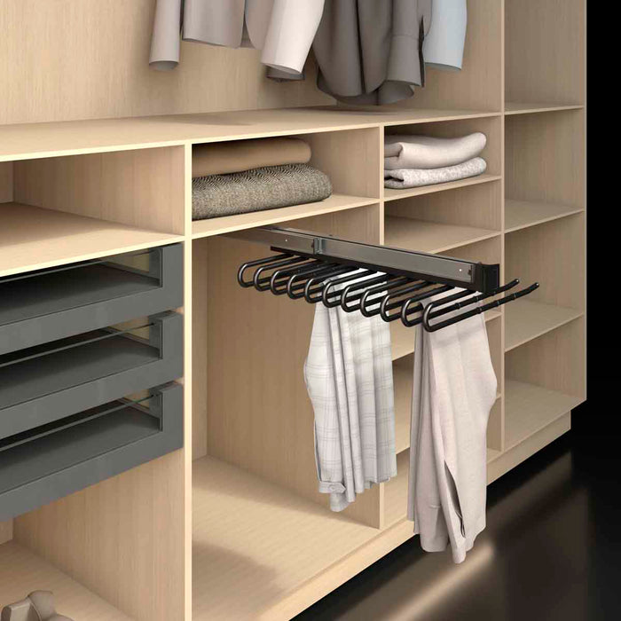 Organizador pantalonero 11 ganchos cromo o negro