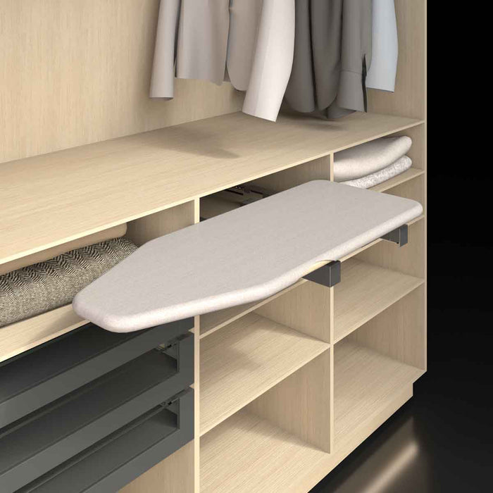 Tabla de planchas plegable color gris con blanco