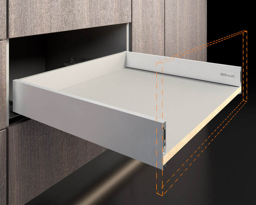 Cajón costado metálico recto Bonuit slim box bajo