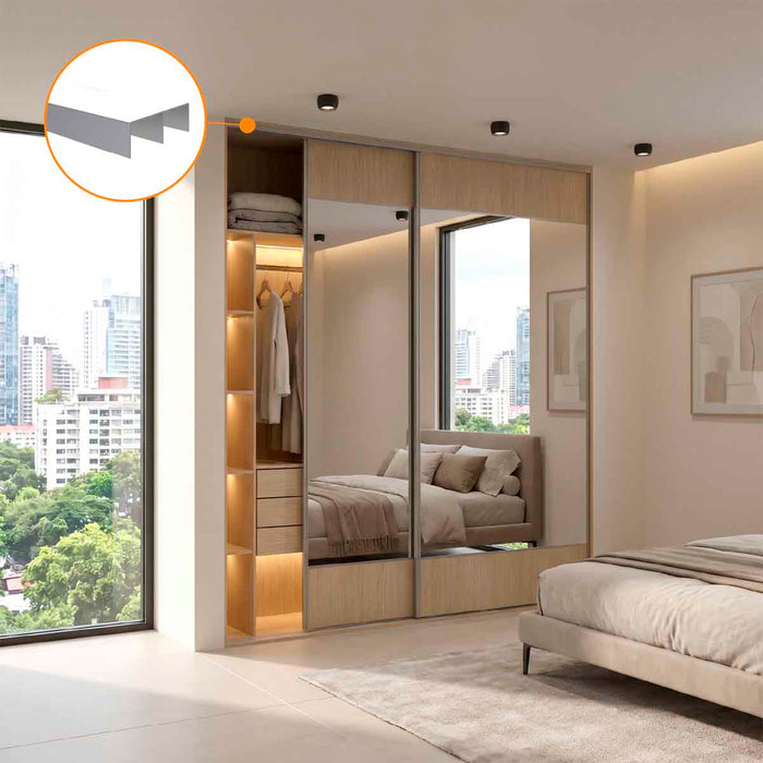 Perfil guía corrediza superior Amazonas para puerta de clóset