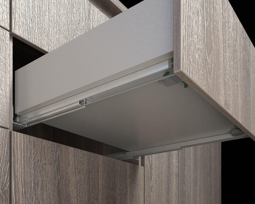 Riel corredera para cajón montaje bajo cierre lento - extensión total 30 kg