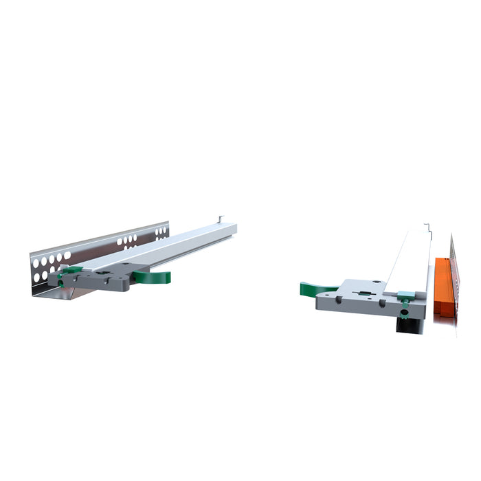 Riel corredera para cajón montaje bajo push to open - extensión total 30 kg