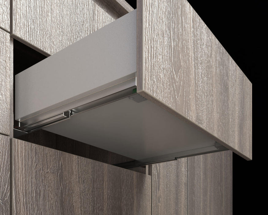 Riel corredera para cajón montaje bajo push to open - extensión total 30 kg