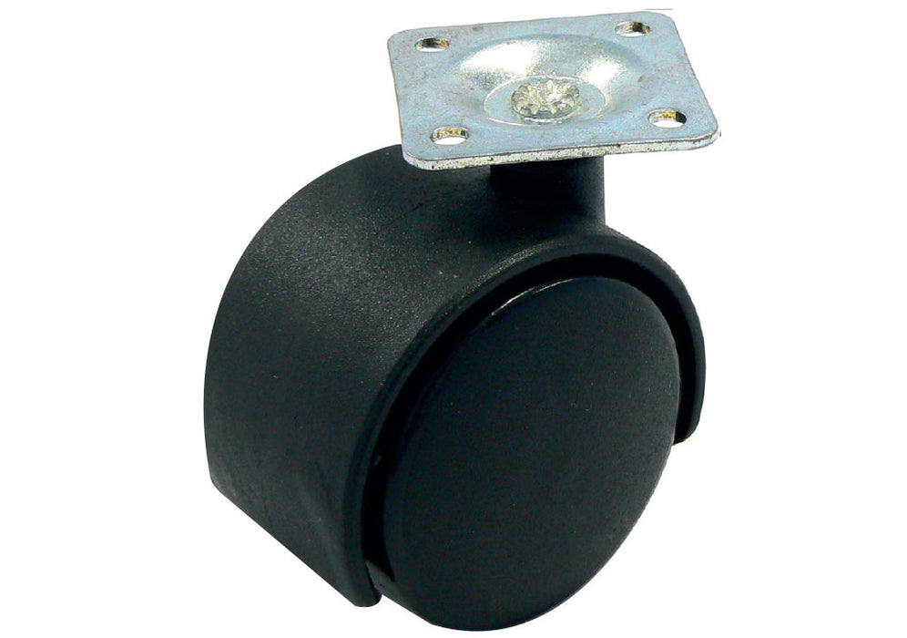 Rodachina con plataforma, color negro Ø 50 mm con freno y sin freno