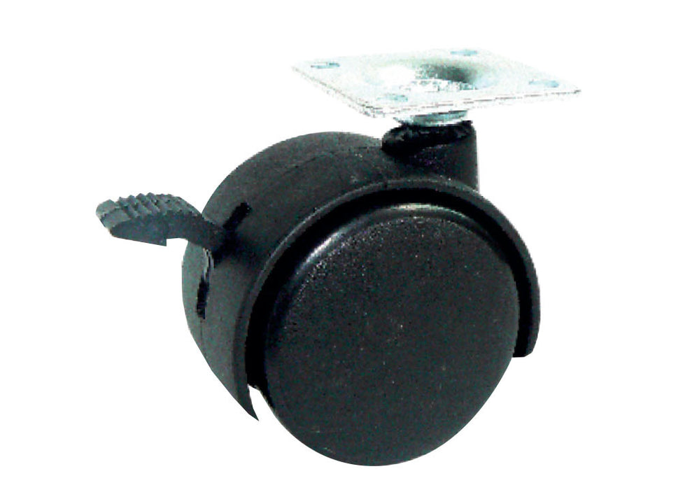 Rodachina con plataforma, color negro Ø 50 mm con freno y sin freno