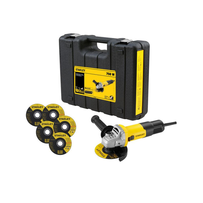 herramienta electricas e inalambricas kit puldiora angular de 4 1 2 115mm 750w slimline 5 discos maletin stanley sg7115kd b3 stanley sg7115kd b3 madecento