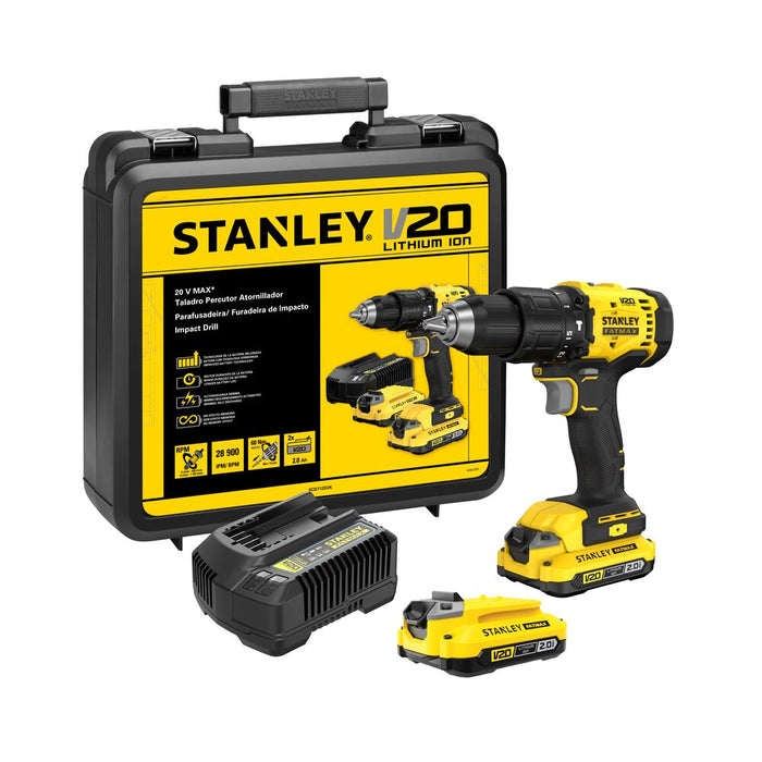 herramienta electricas e inalambricas taladro percutor e inalambrico de 20v stanley v20 stanley scd712d2k b3 madecento