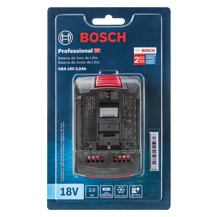 Batería Bosch 18V de iones de litio 2.0 Ah compacta y eficiente