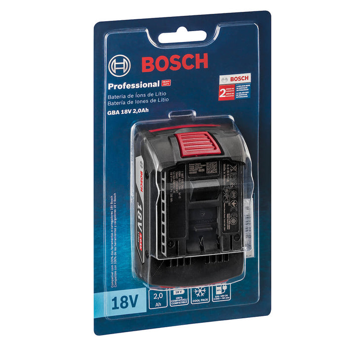 Batería Bosch 18V de iones de litio 2.0 Ah compacta y eficiente