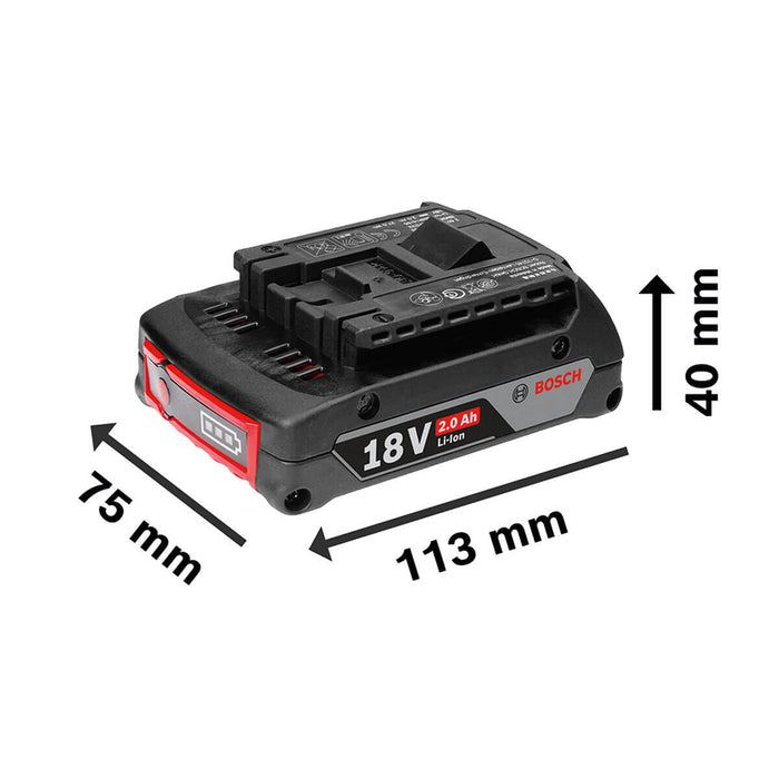 Cepillo inalámbrico 18V GHO 18 V-LI, + Kit 2 Baterías 18V 2,0 Ah + Cargador GAL 18V-20 Marca Bosch