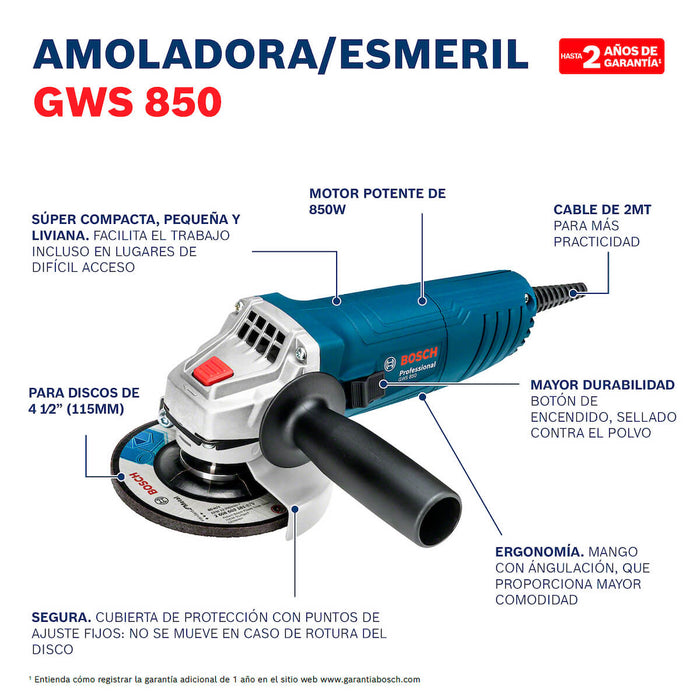 Combo Bosch Taladro GSB 550 con Pulidora GWS 850 110V ideal para trabajos exigentes