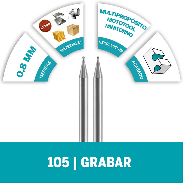 Fresa de grabado punta redonda 0,8 mm para madera, metal, cuero, plástico, goma y cartón