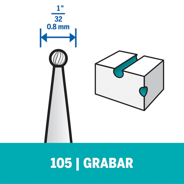Fresa de grabado punta redonda 0,8 mm para madera, metal, cuero, plástico, goma y cartón