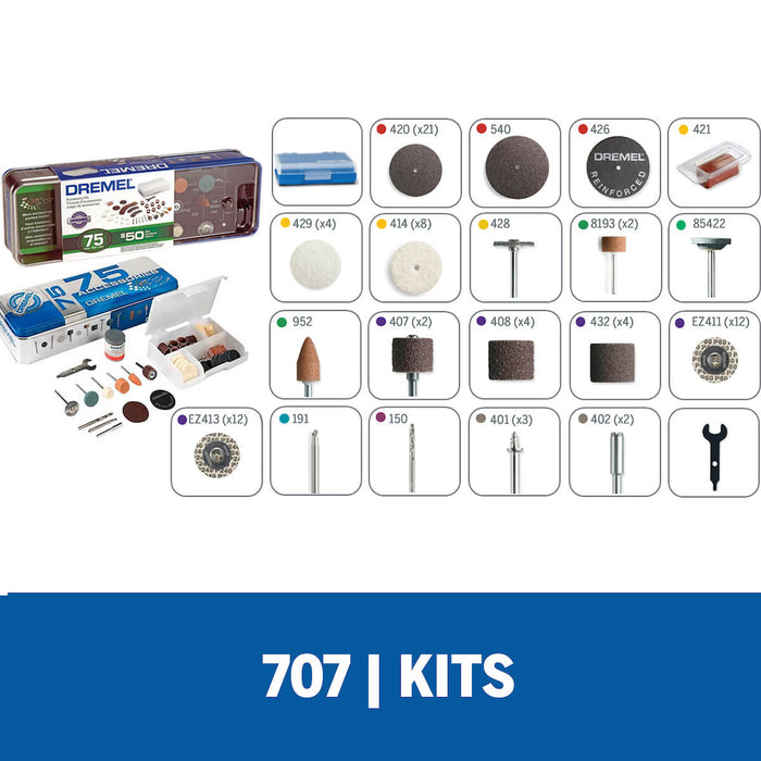 Kit de accesorios para mototool x75 piezas: corte, esmerilado, limpieza, pulido, lijado, tallado y perforado