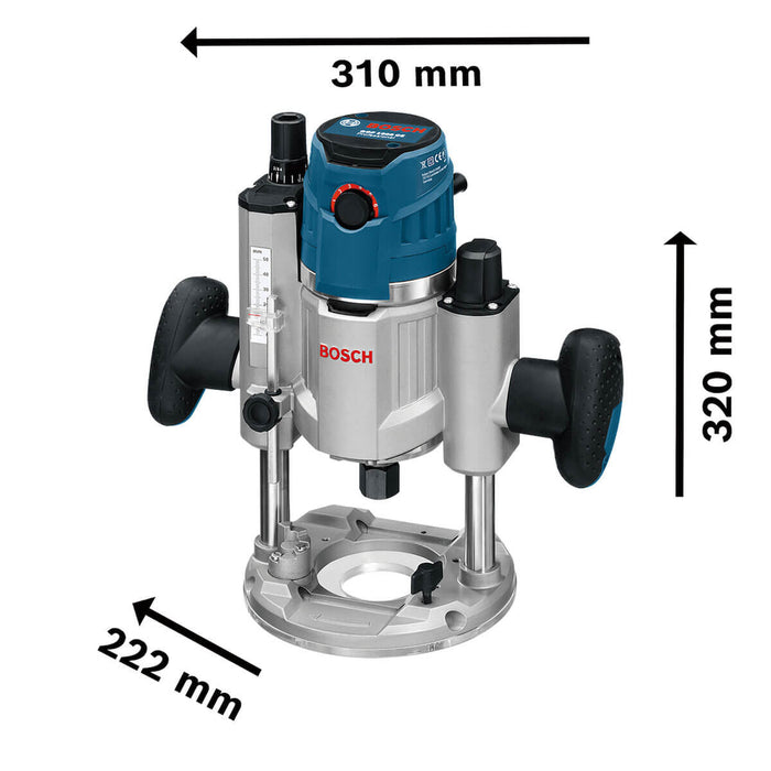 Fresadora GOF 1600 CE 110V con 4 pinzas 1/4, 6 mm, 1/2'' y 12mm Bosch