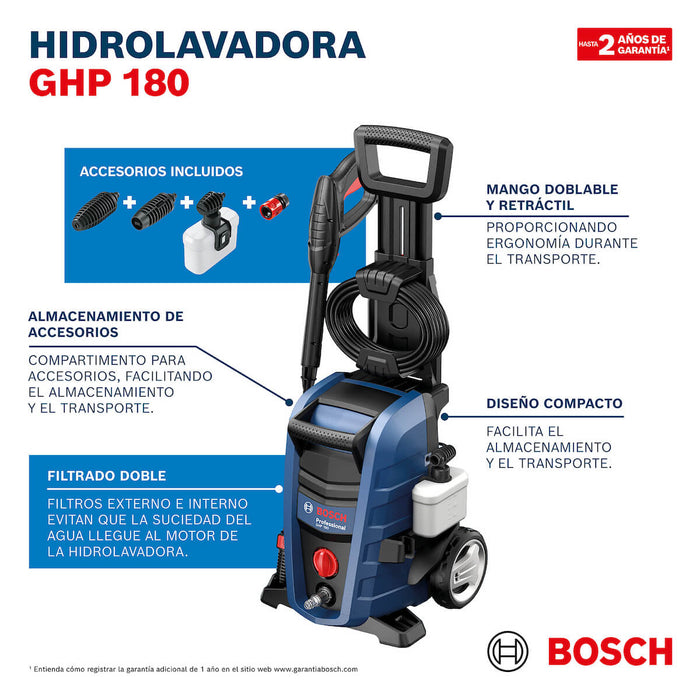 Hidrolavadora de alta presión con manguera de 5 m marca Bosch