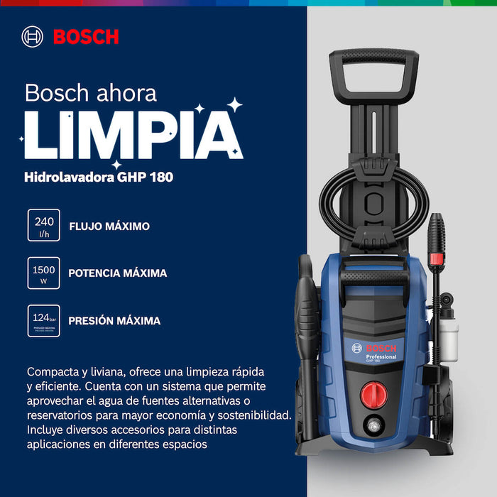 Hidrolavadora de alta presión con manguera de 5 m marca Bosch