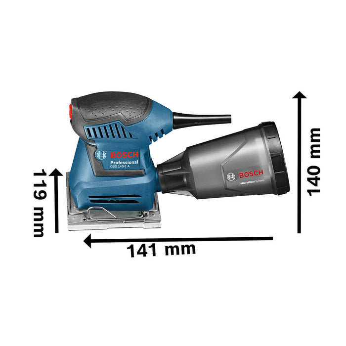 Lijadora orbital de palma 180W ,3 lijas GSS 140-1A Bosch