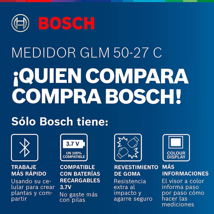 Medidor láser GLM 50-27 C, 50 metros, con Bluetooth Bosch