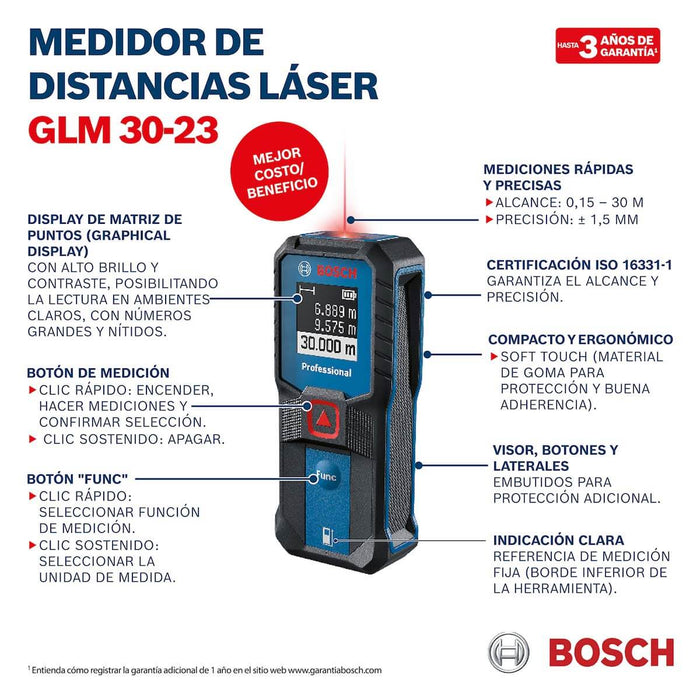 Medidor láser GLM 30-23 alcance 30m Bosch