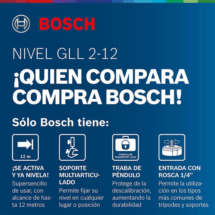 Nivel Láser GLL 2-12 alcance 12m con soporte Bosch