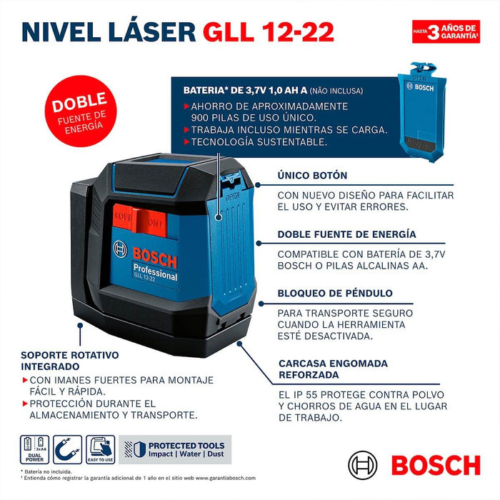 Nivel Láser GLL 12-22 Linea Roja 12 mt Bosch