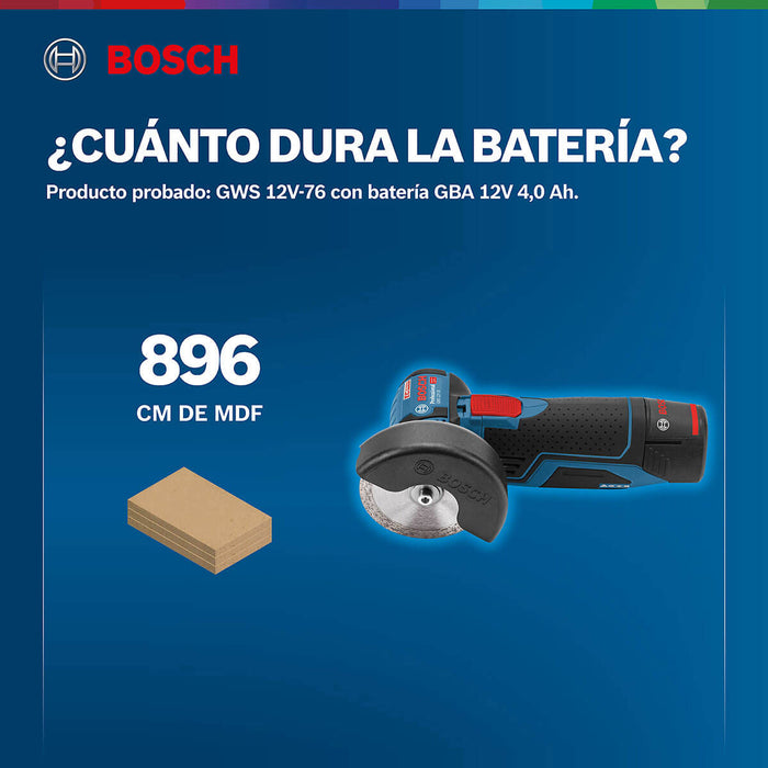 Pulidora 3" inalámbrica 12V GWS 12V-76, Brushless + Kit 2 Baterías 12V 2 Ah + Cargador de batería GAL12V-20 Marca Bosch