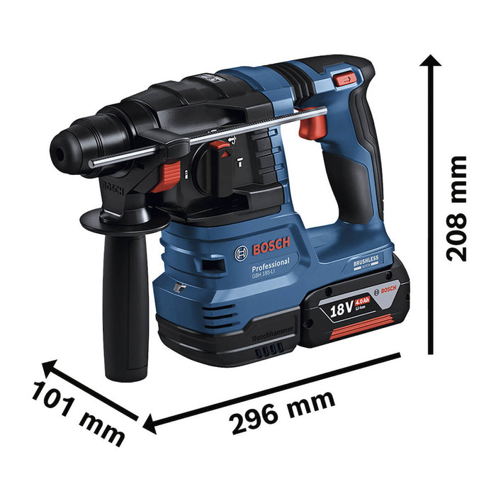 Rotomartillo inalámbrico 18 V con 2 baterías y maletín, motor brushless