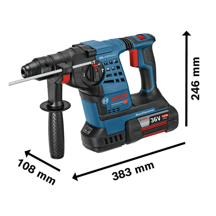 Rotomartillo inalámbrico 36 V con 2 baterías y maletín para uso profesional