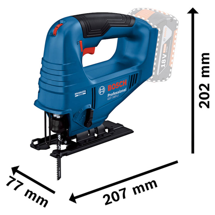 Sierra caladora inalámbrica GST 183-LI sin batería ni cargador, con hoja incluida