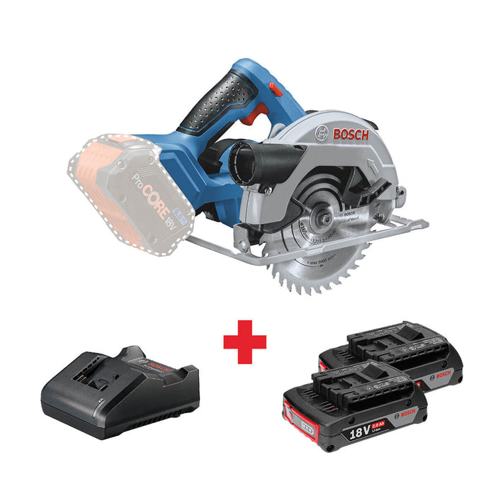 Sierra Circular inalámbrica 18V GKS 18V-57, + Kit 2 Baterías 18V 4,0 Ah + Cargador GAL 18V-20 Marca Bosch