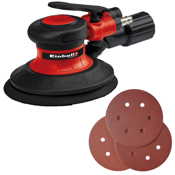Lijadora Orbital Neumática 125 Mm - 13500 RPM, Control De Velocidad, Con Papeles De Lija Y Almohadillas De Pulido