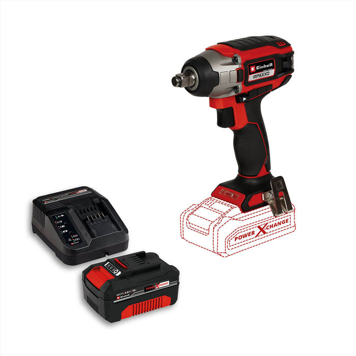 Llave de impacto inalámbrica brushless 18 V + batería (4.0 ah) + cargador  marca Einhell