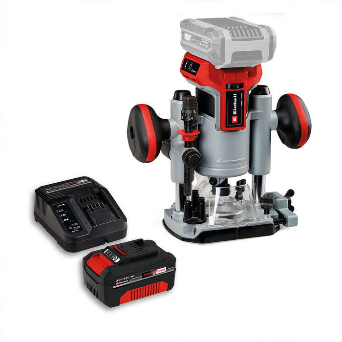 Ruteadora 1/4"  inalámbrica brushless 18 V + batería (4.0 ah) + cargador marca Einhell