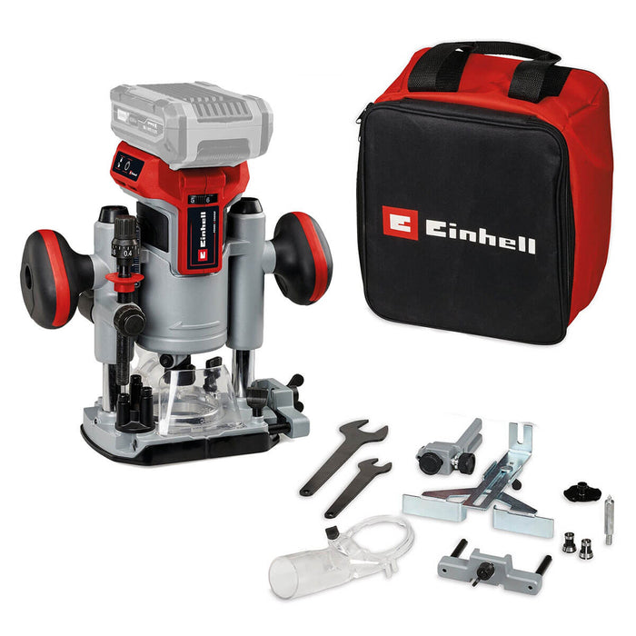 Ruteadora 1/4"  inalámbrica brushless 18 V + batería (4.0 ah) + cargador marca Einhell