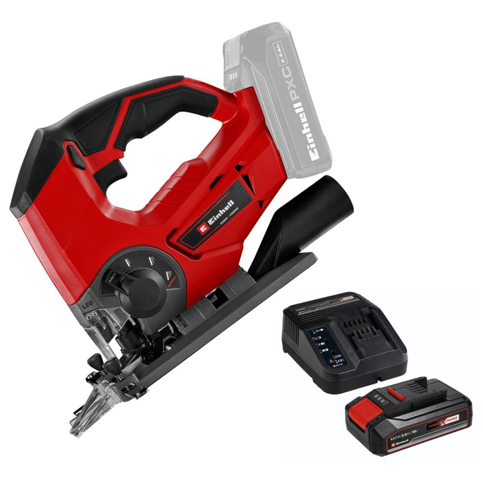 Sierra caladora inalámbrica 18 V + batería (2.5 ah) + cargador marca Einhell