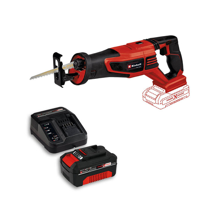 Sierra sable inalámbrica brushless 18 V + batería (4.0 ah) + cargador marca Einhell