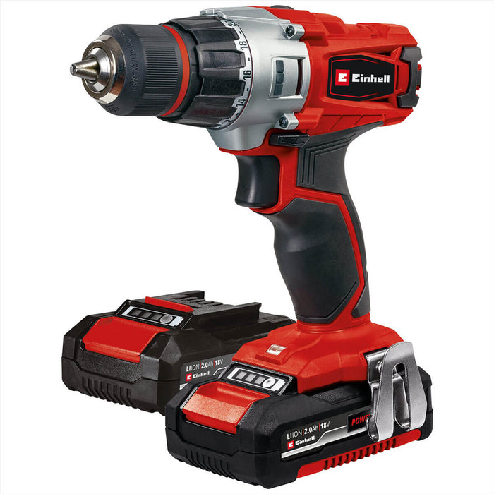 Taladro de rotación 3/8" inalámbrico 18 V + 2 baterías( 2.0 ah) + cargador + estuche marca Einhell