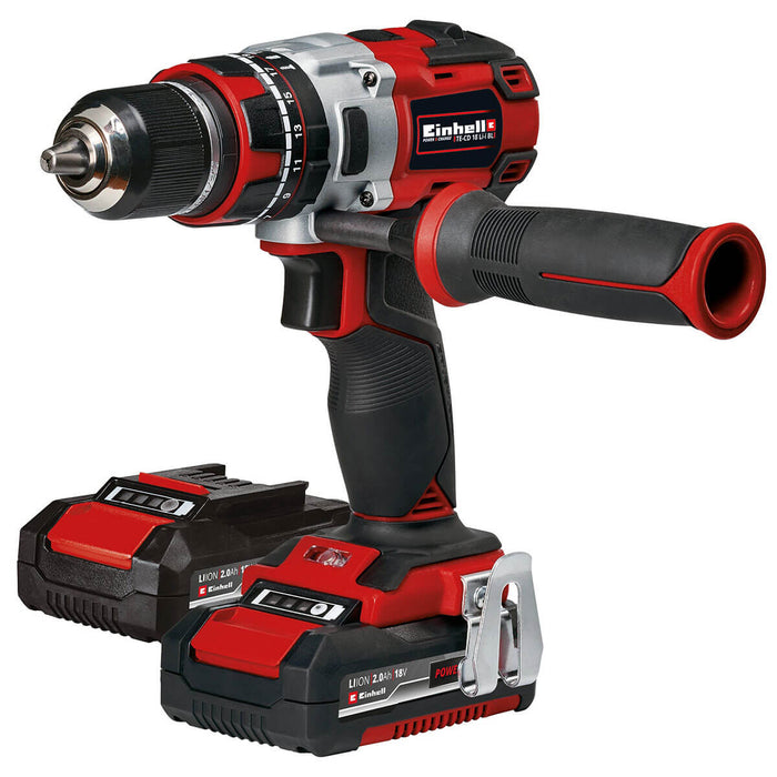 Taladro percutor 1/2 inalámbrico brushless 18 V + 2 baterías( 2,0 ah) + cargador marca Einhell