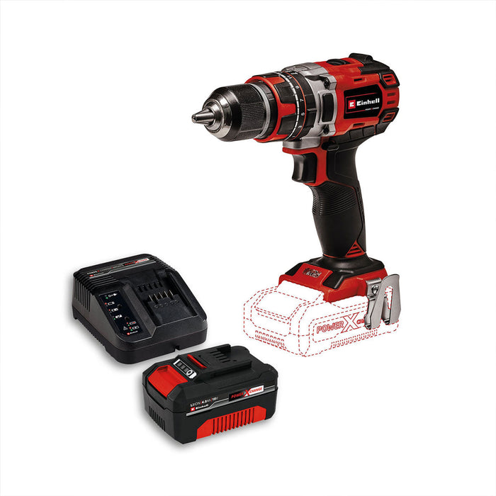 Taladro percutor 1/2 inalámbrico brushless 18 V + batería (2.5 ah) + cargador marca Einhell