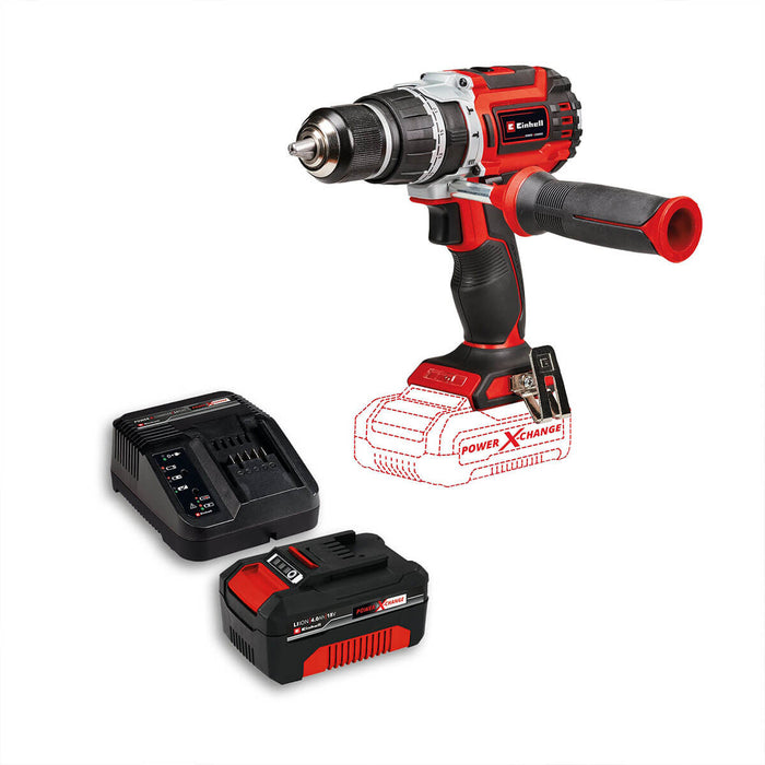 Taladro percutor 1/2 inalámbrico brushless 18 V + batería (4.0 ah) + cargador marca Einhell