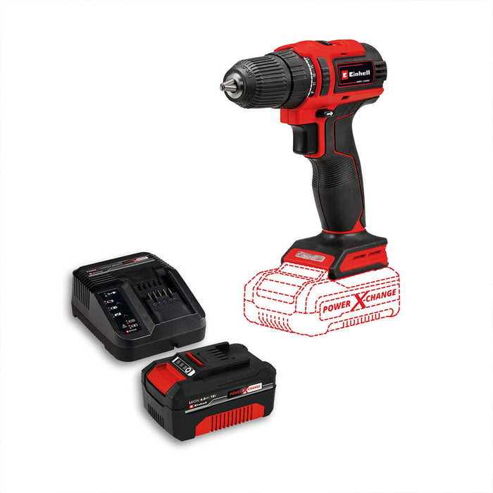 Taladro rotación 3/8" inalámbrico brushless 18 V + batería (2.5 ah) + cargador marca Einhell