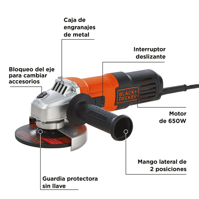 herramientas electricas e inalambricas pulidora angular de 4 12 650w black and decker g650 b3 g650 b3 madecentro