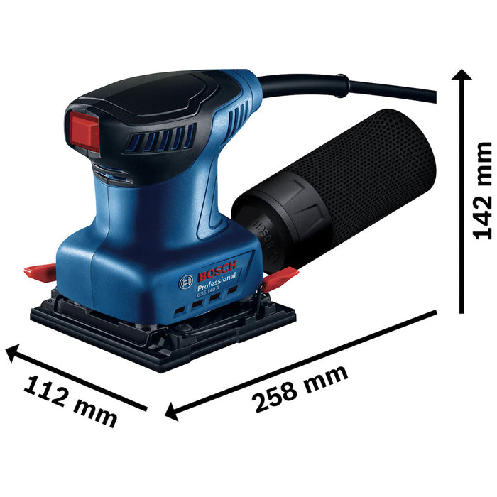 herramientas electricas inalambricas lijadora orbital bosch gss 140 con recolector de polvo 220w 06012a80g2 mp madecentro