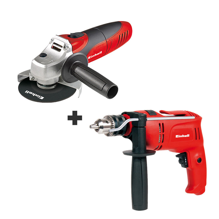 Taladro percutor 1/2" 650 watts vvr + Minipulidora 5" 850 watts 11.000 rpm marca Einhell