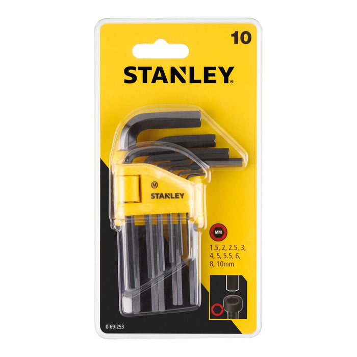 herramientas manuales juego de llaves hexagonales metricas 10 piezas stanley stan 072 mp madecentro