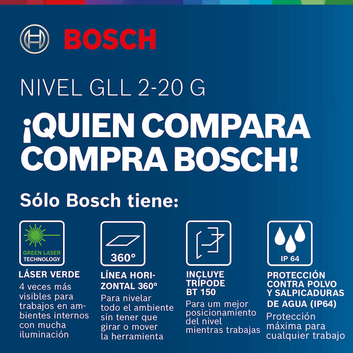 Nivel láser verde GLL 2-20 G marca Bosch